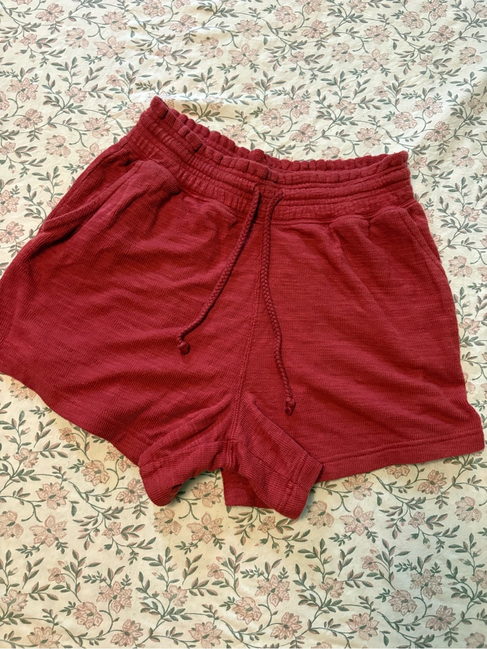aerie red drawstring athletic shorts